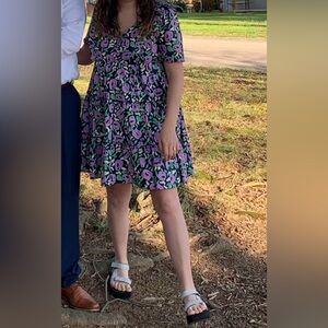 Women’s Boutique Tiered Dress in Purple Floral Print